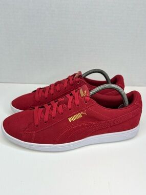 Puma Vikky Classic Suede Sneakers Womens Sz 9.5 Dahlia Red/Puma Gold Superb!